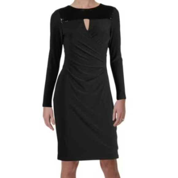 LAUREN by RALPH LAUREN Women's Sequined-Yoke Jersey Dress - Picture 1 of 7
